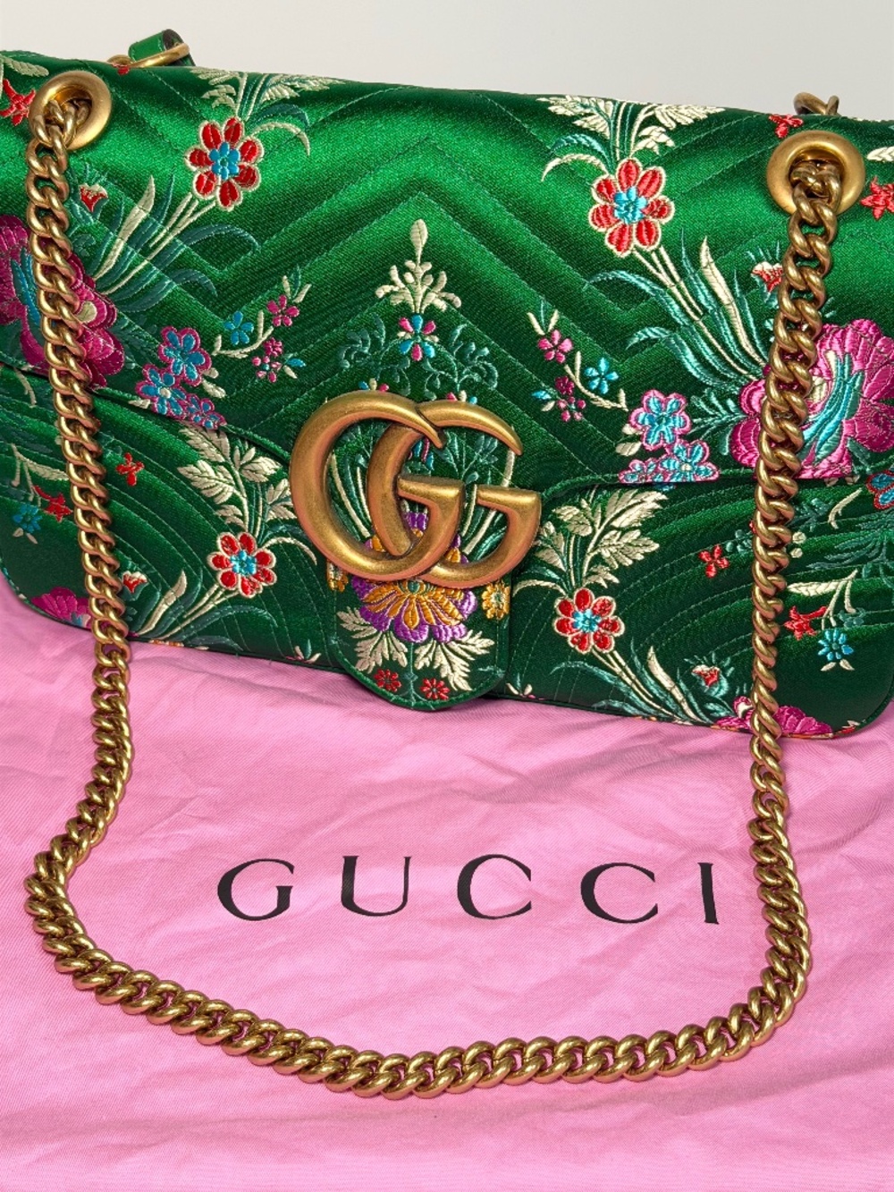 Rare Gucci GG Marmont Floral Jacquard Matelassé Medium Shoulder Bag